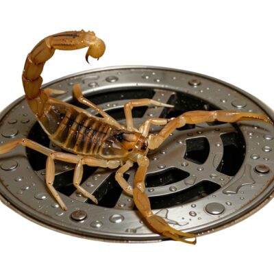 Scorpion on shower drain